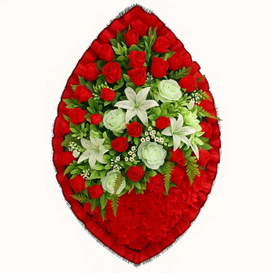 Траурный венок «Элитный», красно-белый — Memorial Ritual, Алматы