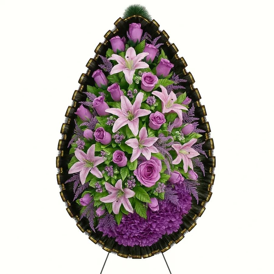 Траурный венок «Капля», фиолетовый — Memorial Ritual, Алматы