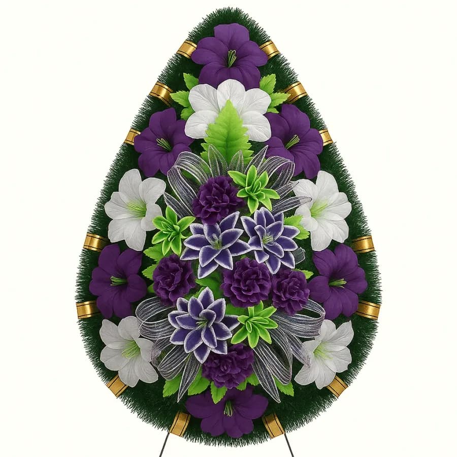 Траурный венок «Полянка», фиолетовый — Memorial Ritual, Алматы