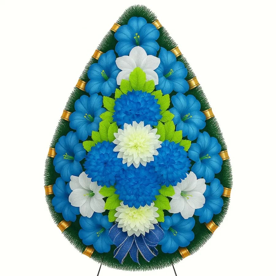 Траурный венок «Полянка», синий — Memorial Ritual, Алматы