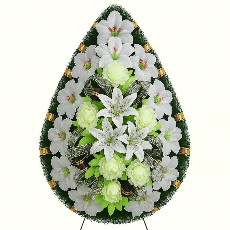 Траурный венок «Полянка», белый — Memorial Ritual, Алматы