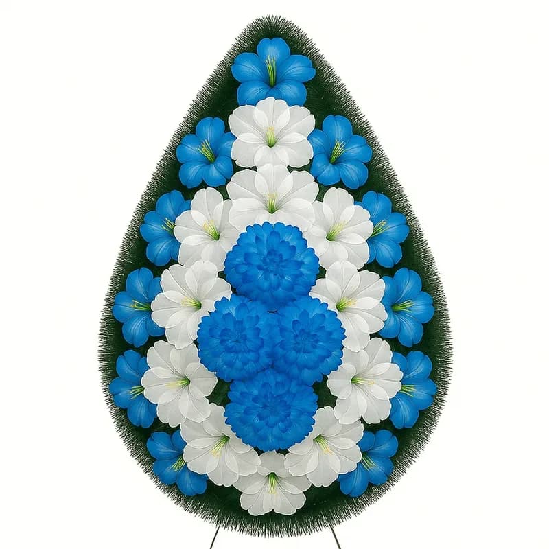 Траурный венок «Стандарт», синий — Memorial Ritual, Алматы